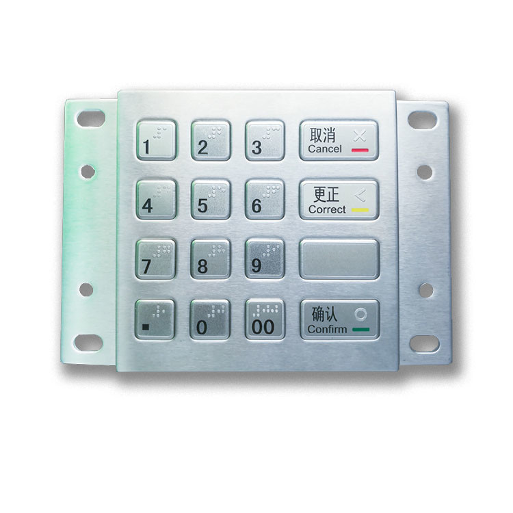 ATM Ödeme Kiosk DES 3DES 16 Braille Tuşlu USB ile Şifreli Metal EPP Pin Pad