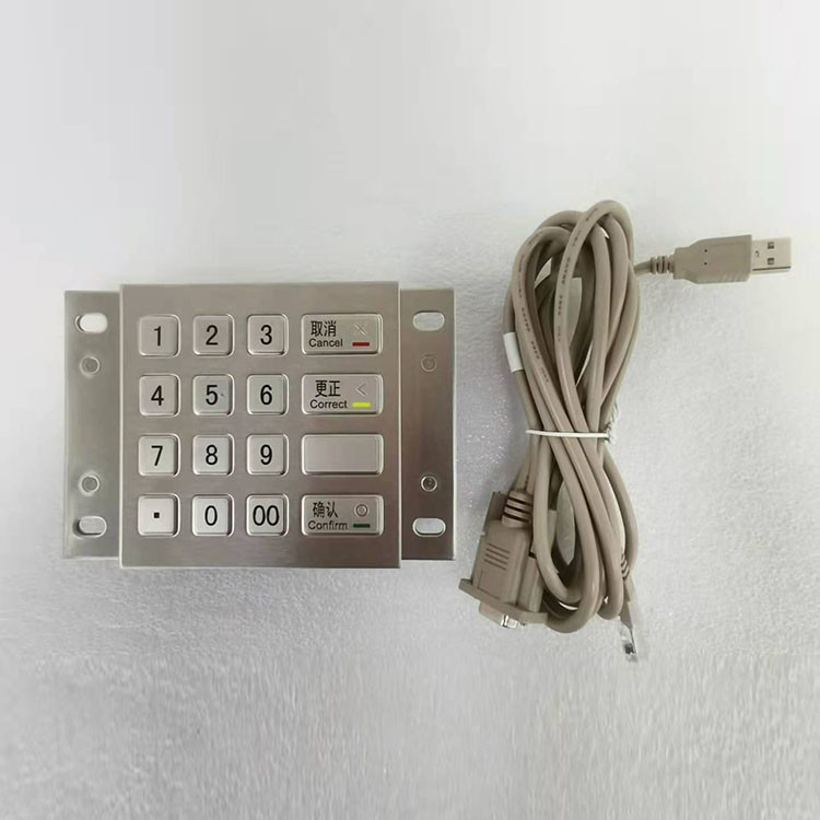 ATM Ödeme Kiosk Pin Pad DES 3DES 16 Tuşlu Paslanmaz Çelik Şifreli Metal