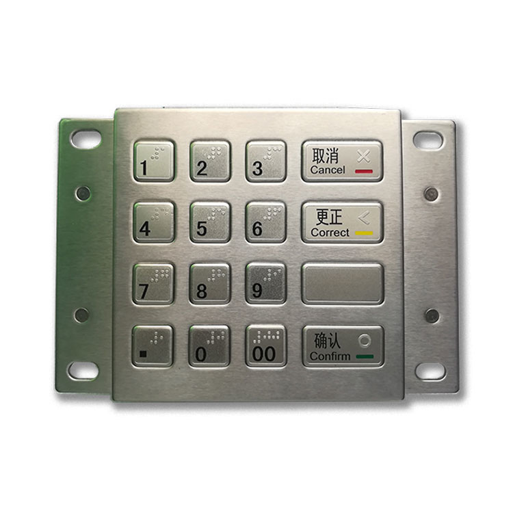 ATM Ödeme Kiosk Pin Pad DES 3DES 16 Tuşlu Paslanmaz Çelik Şifreli Metal