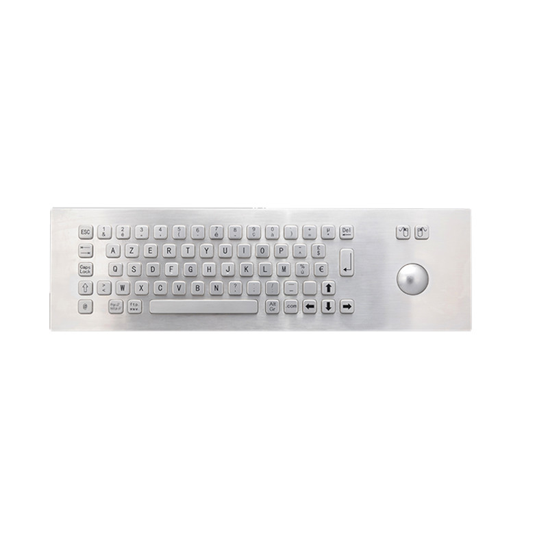 Kendine Hizmet Kiosku 65 Tuş Panel Montaj Endüstriyel IP65 Paslanmaz Çelik Metal Klavyesi Trackball ile