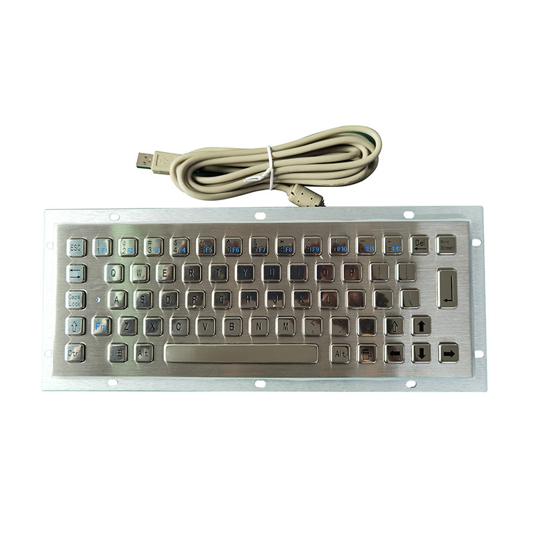 65 tuş Toz geçirmez IP65 Tıp Derecesi Klavye Paslanmaz Çelik Metal Klavye USB Arabirimi