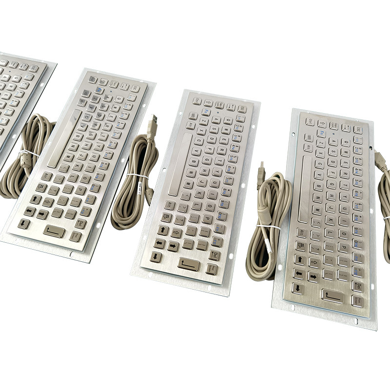 65 tuş Toz geçirmez IP65 Tıp Derecesi Klavye Paslanmaz Çelik Metal Klavye USB Arabirimi
