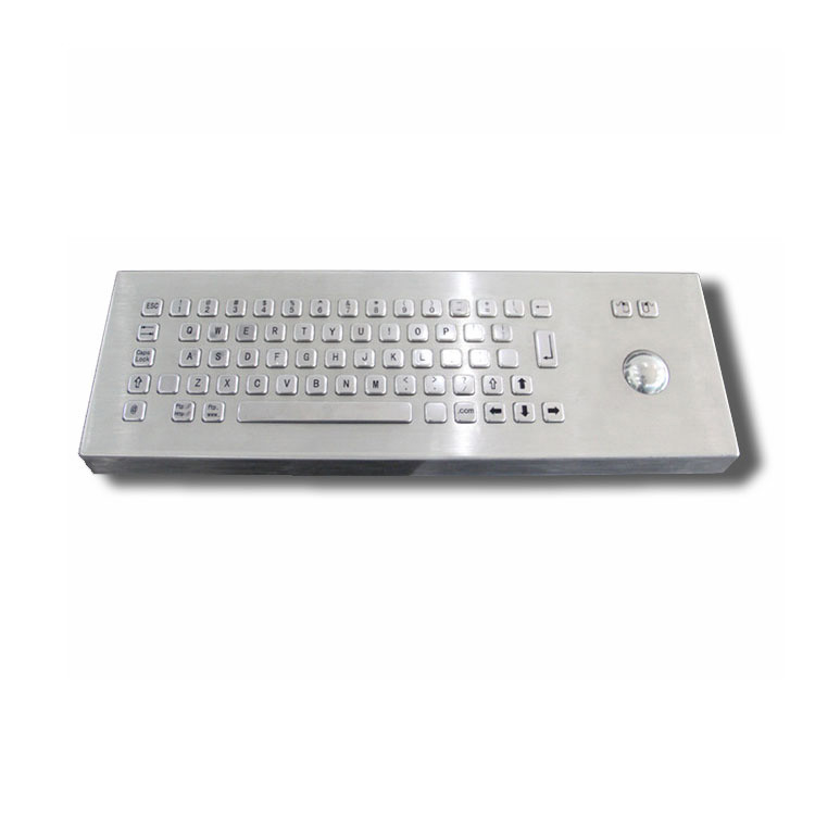65 tuşlu Masaüstü IK07 IP65 Paslanmaz Çelik Endüstriyel Klavye Trackball ile Kendine Hizmet Kiosku