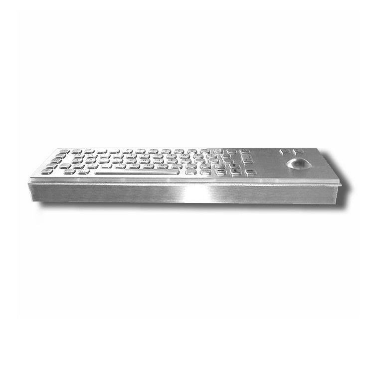 65 tuşlu Masaüstü IK07 IP65 Paslanmaz Çelik Endüstriyel Klavye Trackball ile Kendine Hizmet Kiosku