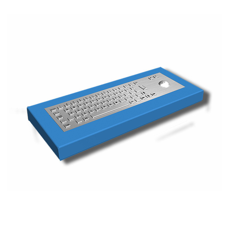 65 tuşlu Masaüstü IK07 IP65 Paslanmaz Çelik Endüstriyel Klavye Trackball ile Kendine Hizmet Kiosku