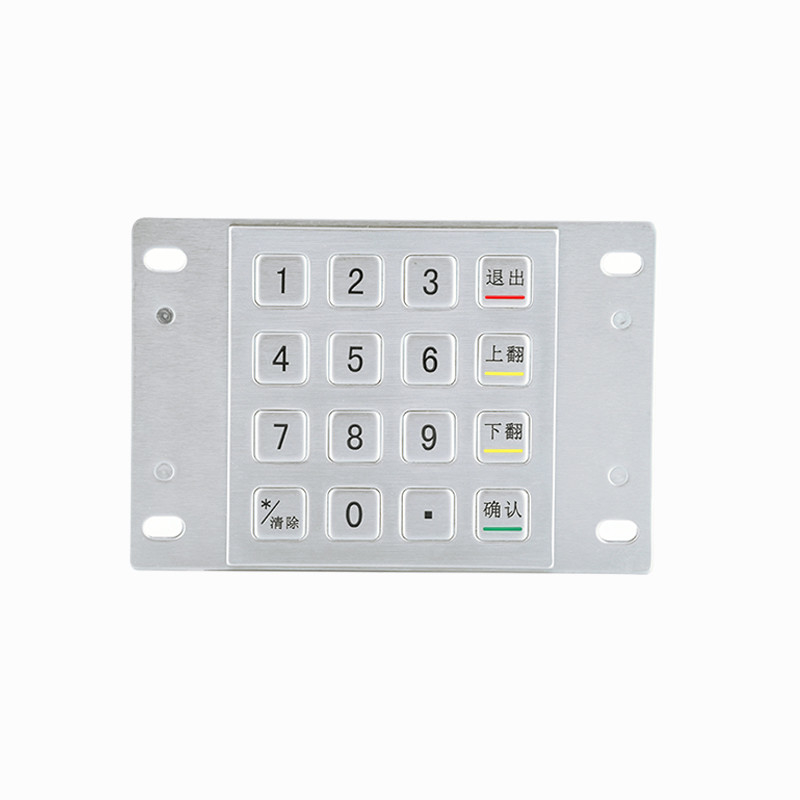 Su geçirmez 304 Paslanmaz Çelik Şifrelenmiş Pin Pad Ödeme Kiosku IP65 Şifrelenmiş Metal Klavye 16 Tuşlu