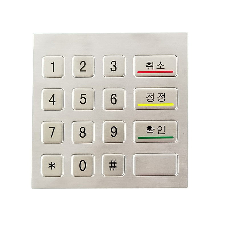 Kendine Hizmet Kiosk Makinesi Su geçirmez IP65 Paslanmaz Çelik 4x4 tuşlu Metal Sayı Klavyesi