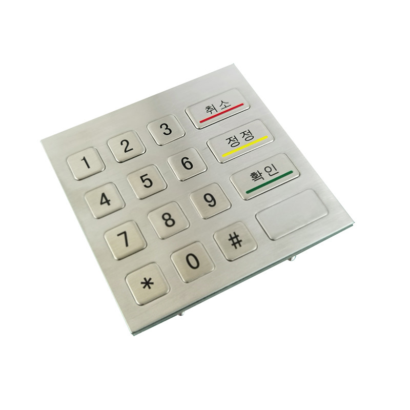 Kendine Hizmet Kiosk Makinesi Su geçirmez IP65 Paslanmaz Çelik 4x4 tuşlu Metal Sayı Klavyesi