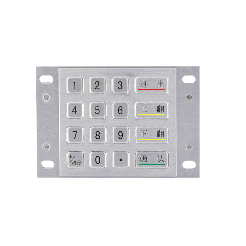 Su geçirmez 4x4 Paslanmaz Çelik Metal Şifreli EPP Pin Pad DES 3DES Şifreleme Klavyesi Ödeme Kiosku
