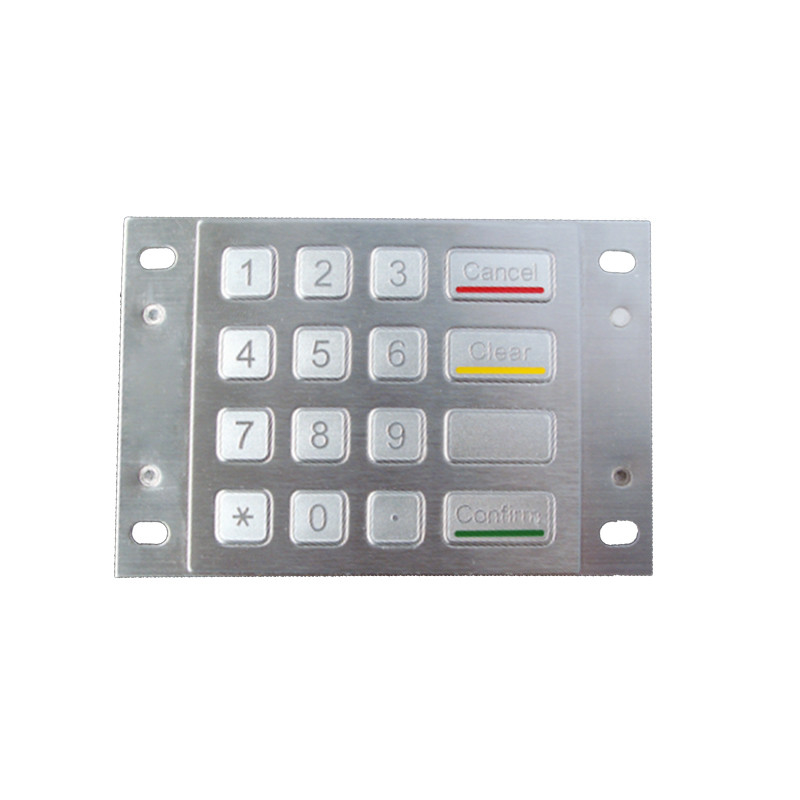 Su geçirmez 4x4 Paslanmaz Çelik Metal Şifreli EPP Pin Pad DES 3DES Şifreleme Klavyesi Ödeme Kiosku