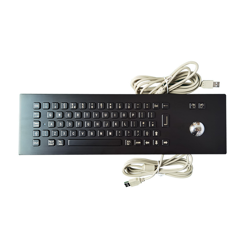 Kendine Hizmet Kiosk Panel Montajı Özel Yapılandırma ve USB Arayüzü İçin Siyah Paslanmaz Çelik Metal Klavyesi