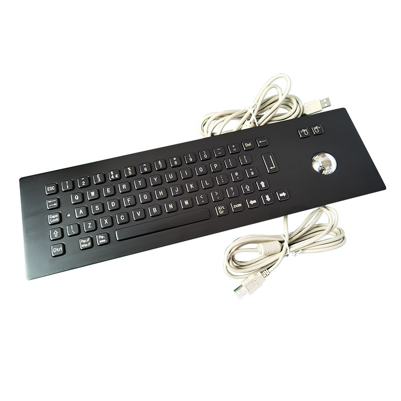 Kendine Hizmet Kiosk Panel Montajı Özel Yapılandırma ve USB Arayüzü İçin Siyah Paslanmaz Çelik Metal Klavyesi