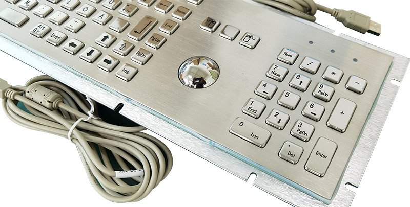 Kendine Hizmet Kiosku Giriş Cihazı Paslanmaz Çelik Metal Klavyesi Trackball ve Sayısal Klavyesiyle
