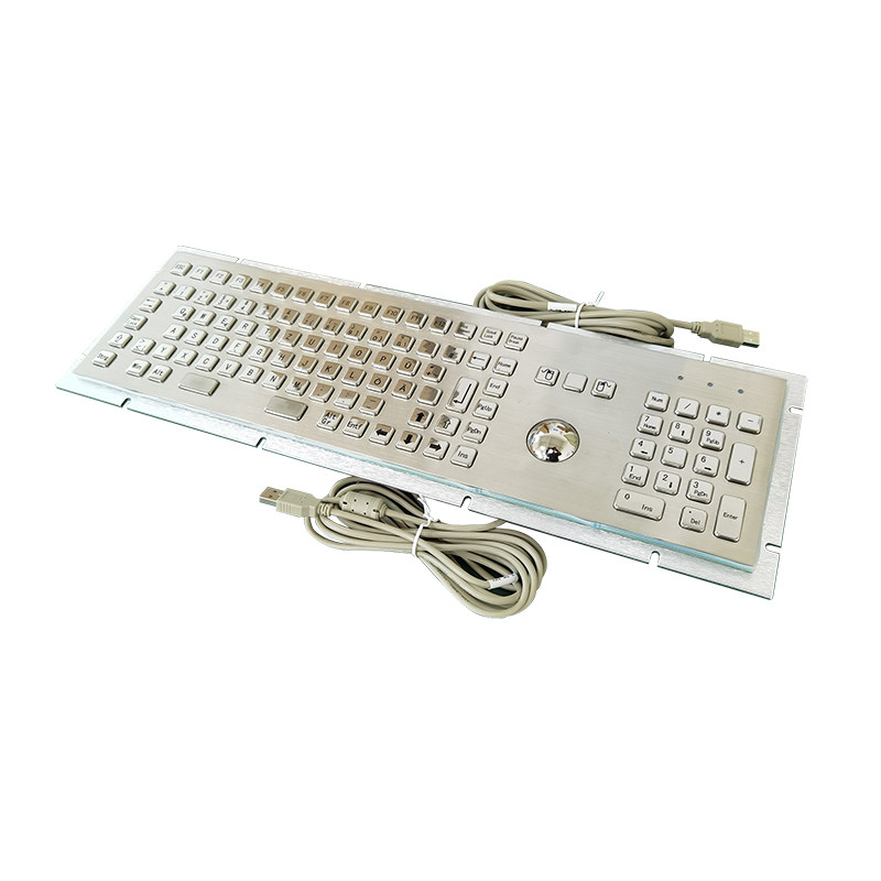 Kendine Hizmet Kiosku Giriş Cihazı Paslanmaz Çelik Metal Klavyesi Trackball ve Sayısal Klavyesiyle