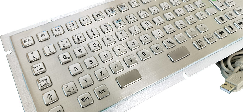 Kendine Hizmet Kiosku Giriş Cihazı Paslanmaz Çelik Metal Klavyesi Trackball ve Sayısal Klavyesiyle