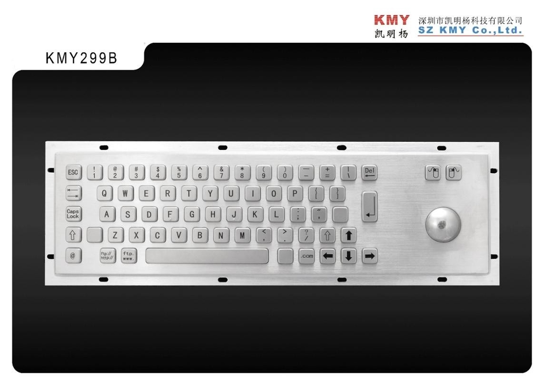 65 Tuşlu Standart Kiosk Metal Klavye, İşaretleme Cihazı İztopu ve USB bağlantı noktası
